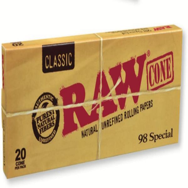 Raw Classic Natural Unrefined Hemp Pre-Rolled Cones 98/20Mm
