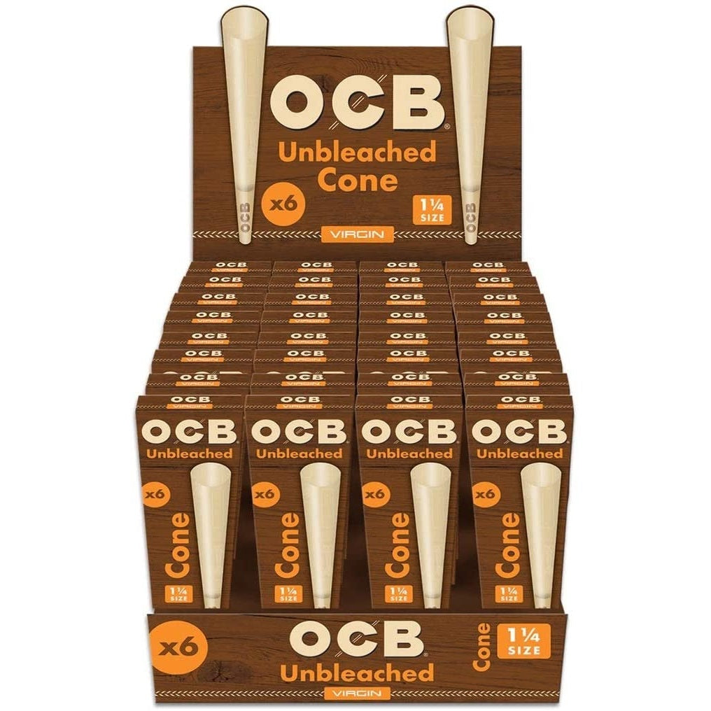 OCB Virgin Unbleached 11/4 Cones - 32ct