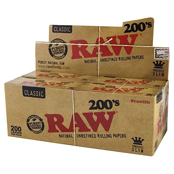 RAW Natural King Size Slim 200s Rolling Papers - 40ct