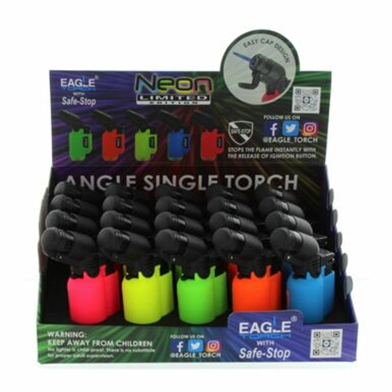 Eagle Neon Angle (PT116BN) Torch Lighter - 20ct