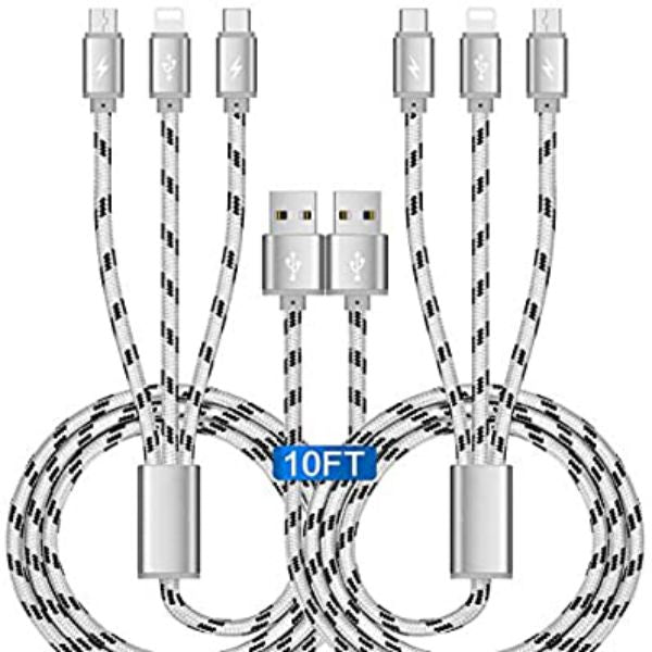 10Ft Braided 3 In 1 Cables 2.4A