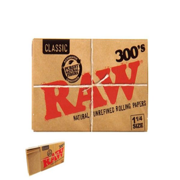 Raw Classic Natural Unrefined Hemp 300 Rolling Papers 1 1/4 Size, Pack/300