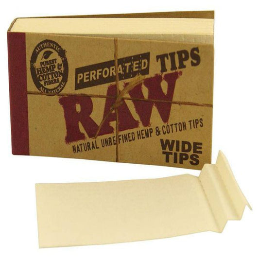 Raw Tips Soft Wide Perforated Tips, Box/50 20/Case