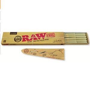 Raw Classic Natural Unrefined Hemp Pre-Rolled Cones 109X40X9Mm ,Box/20, Display/12 8/Case
