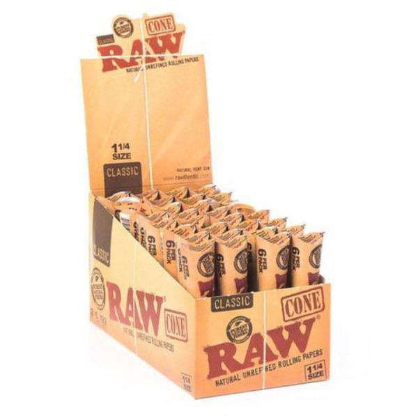 Raw Classic Natural Unrefined Hemp Pre-Rolled Cones 1/4 Size Pack