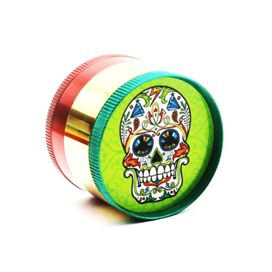 4 Part Colors Grinder Rasta Skull Candy 51mm 12/Case