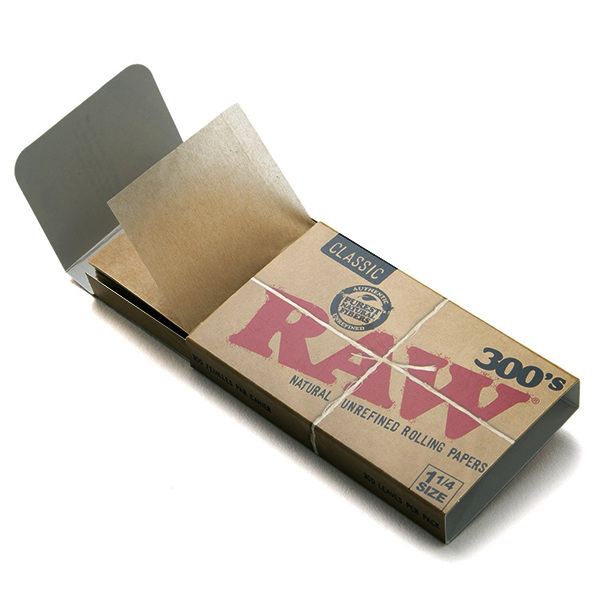 Raw Classic Natural Unrefined Hemp 300 Rolling Papers 1 1/4 Size, Pack/300