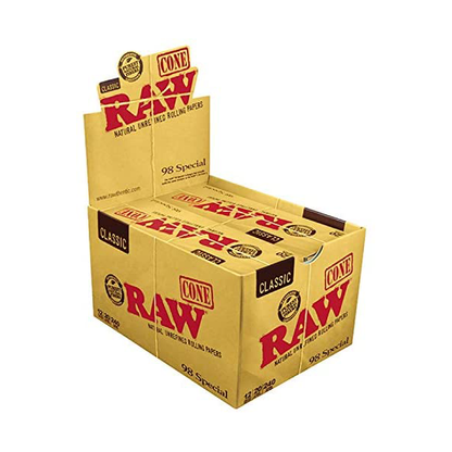Raw Classic Natural Unrefined Hemp Pre-Rolled Cones 109X40X9Mm ,Box/20, Display/12 8/Case