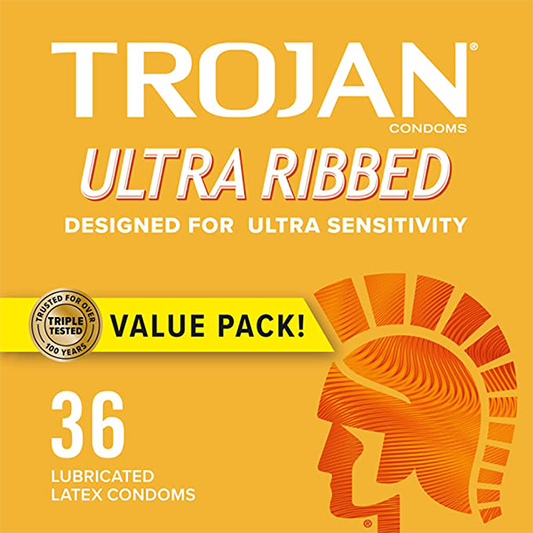 Trojan 3'S Nak Sen Yellow Ultra Ribed Pk Case/8
