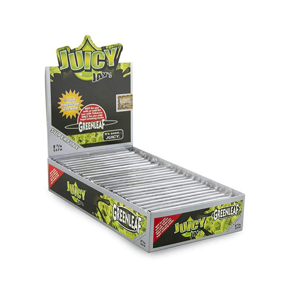 Juicy Jay Super Fine Green Leaf Rolling Papers 1 1/4 Size, Pack/32