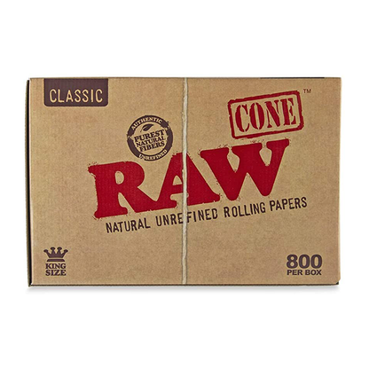 Raw Classic Natural Unrefined Hemp Pre-Rolled Cones King Size Box